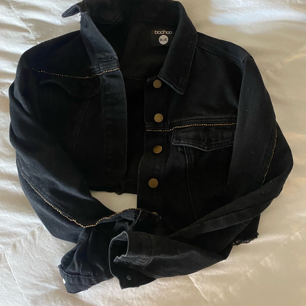 Black Denim Cropped Jacket